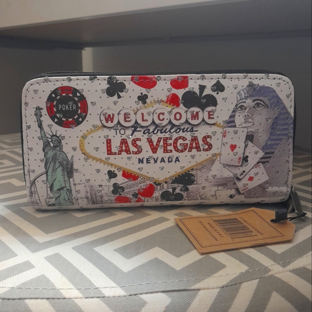 Las Vegas Themed Wallet with Card Motifs